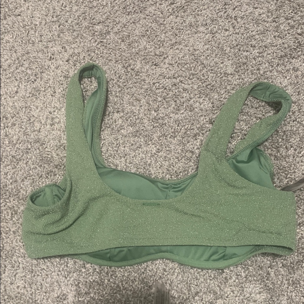 Pink Victoria’s Secret Green Glittery High Waisted Bikini Bathing Suit Set - Picture 3 of 7
